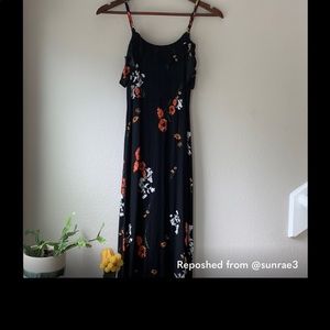Xhilaration Black Floral Cold Shoulder Maxi Dress
